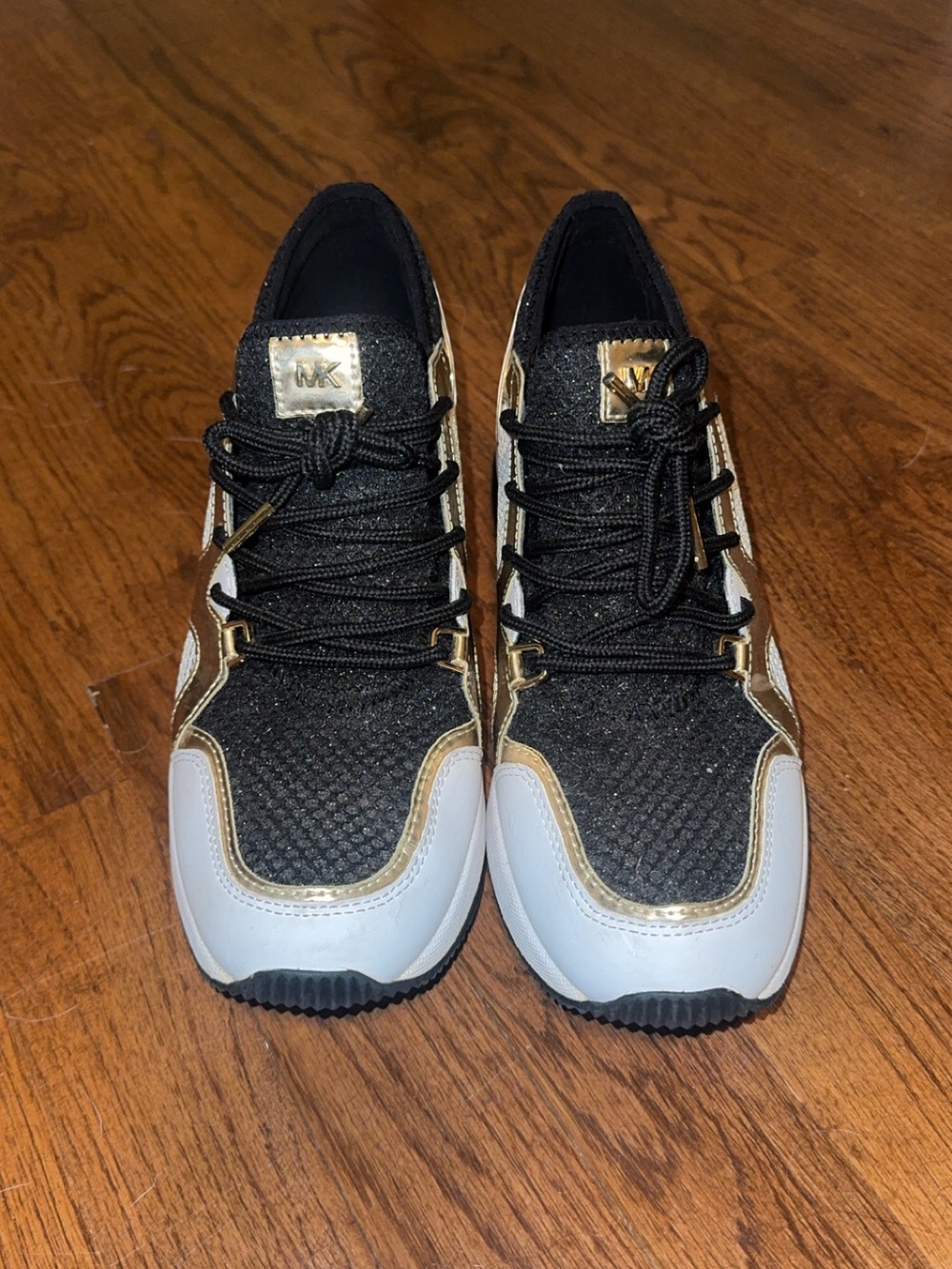 Women’s Michael Kors Black & Gold Lace-Up Sneakers